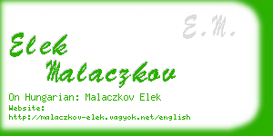 elek malaczkov business card